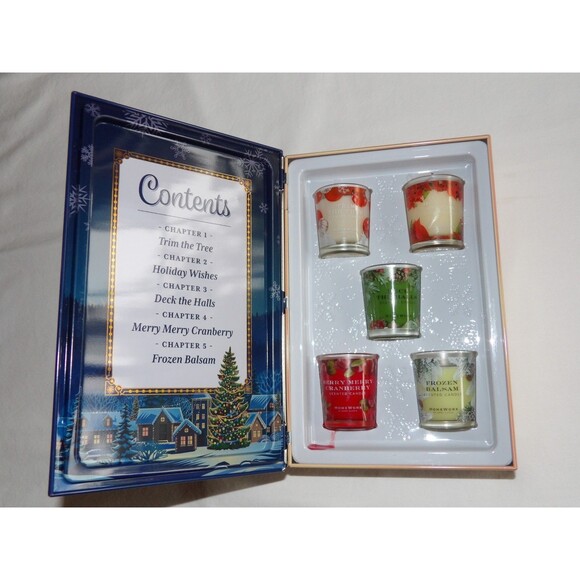 HOMEWORX by Harry Slatkin "Winter Wonderland" Book Tin set of 5 Scented Candles - Picture 2 of 16